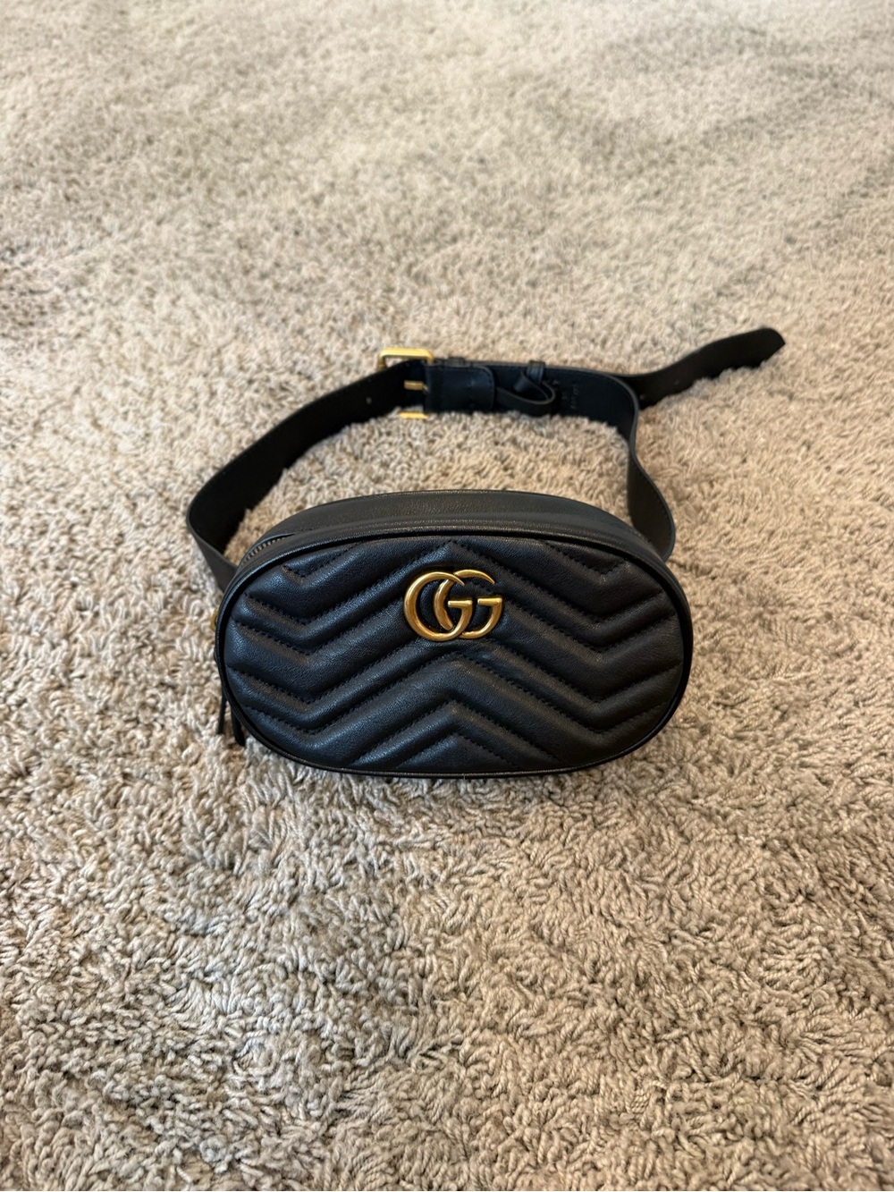 Gucci Marmont Black Quilted Leather Belt Bag